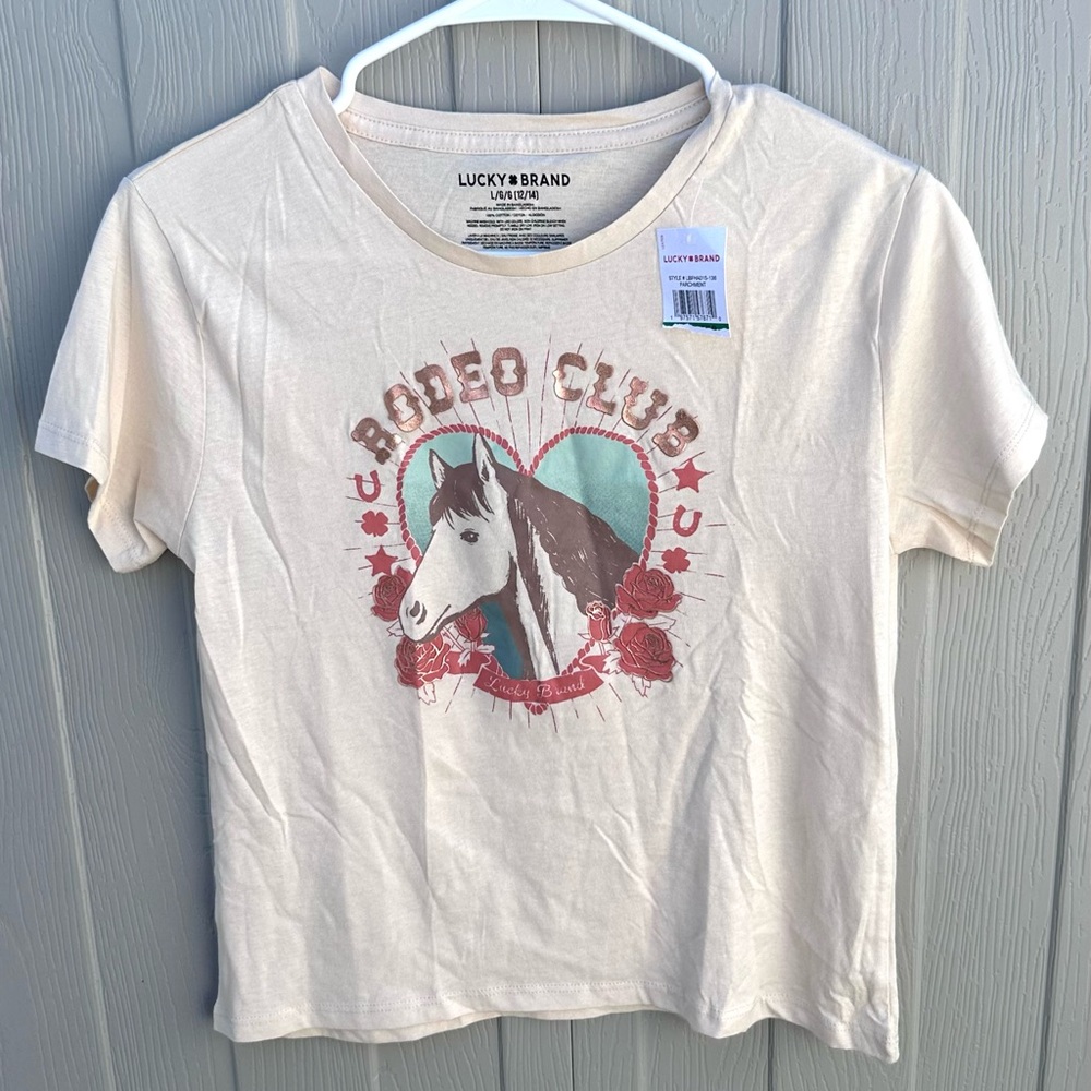 Lucky Brand Girls Rodeo Club Graphic Tee – Size L (12/14) – New With Tags